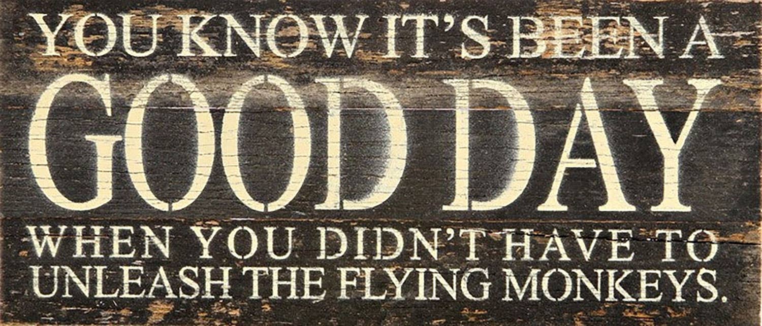 You know it's been a good day when I didn't have to unleash the flying monkeys 14"x6" Reclaimed Wood Sign