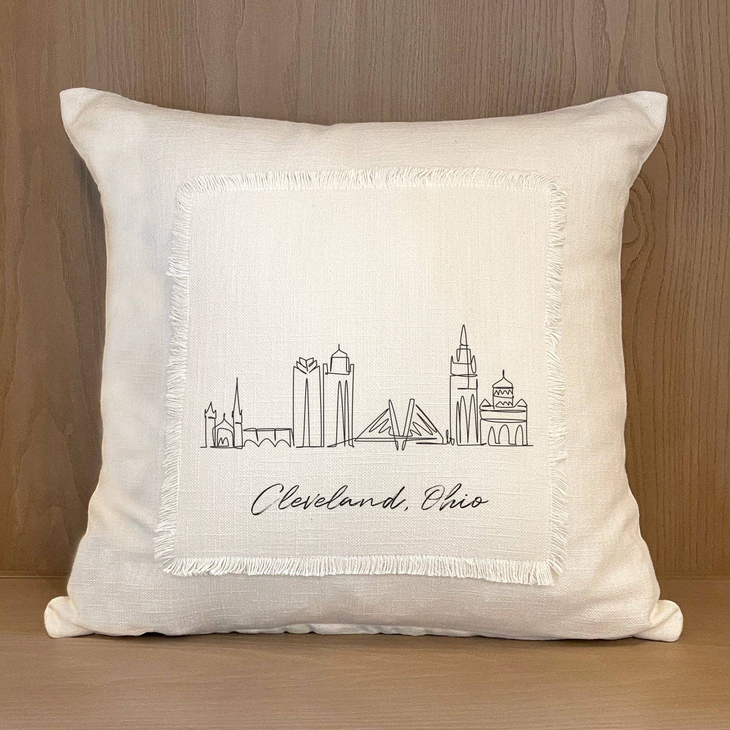 Custom Cityscape / Natural or Grey Pillow Cover