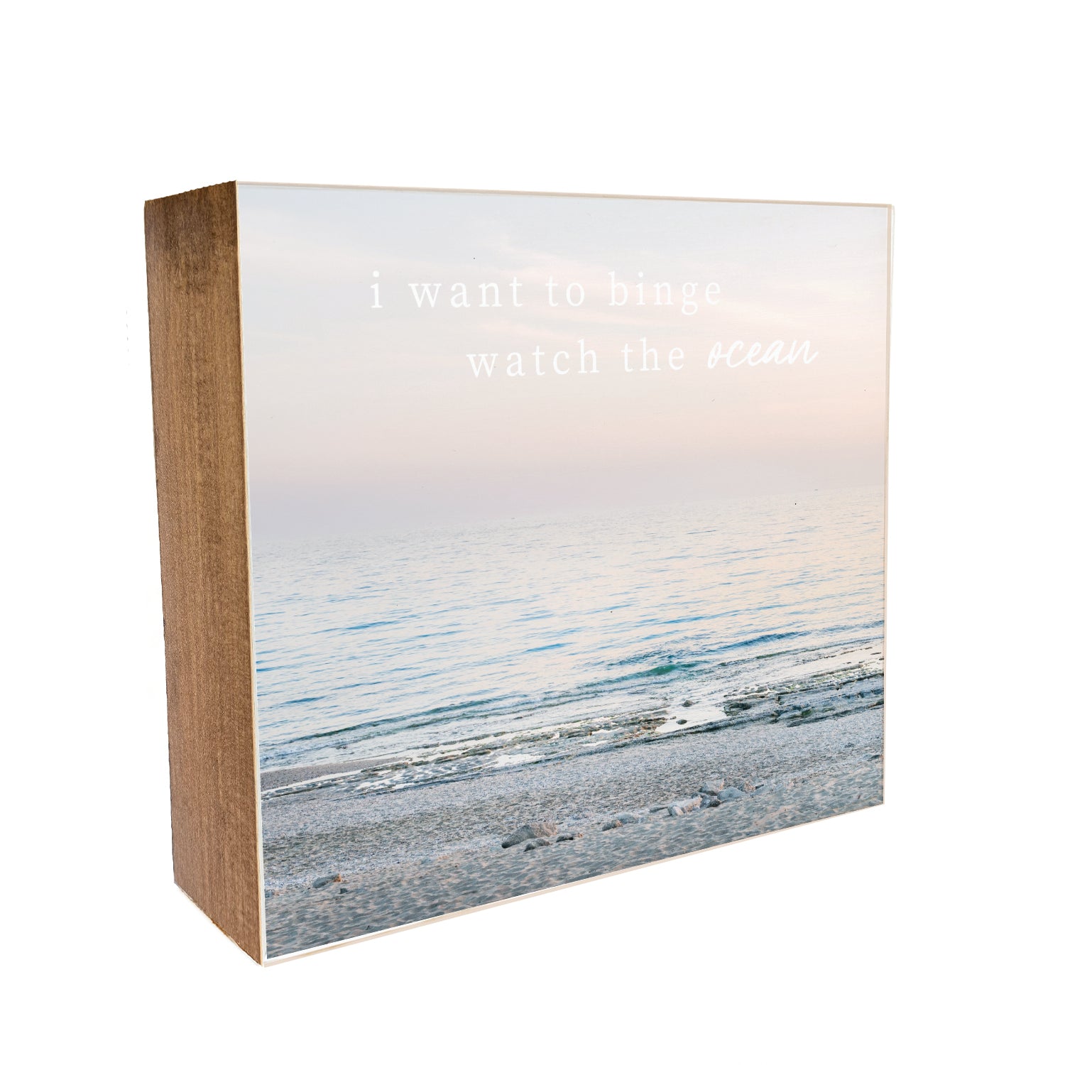 I want to binge watch the ocean Decorative Wooden Block