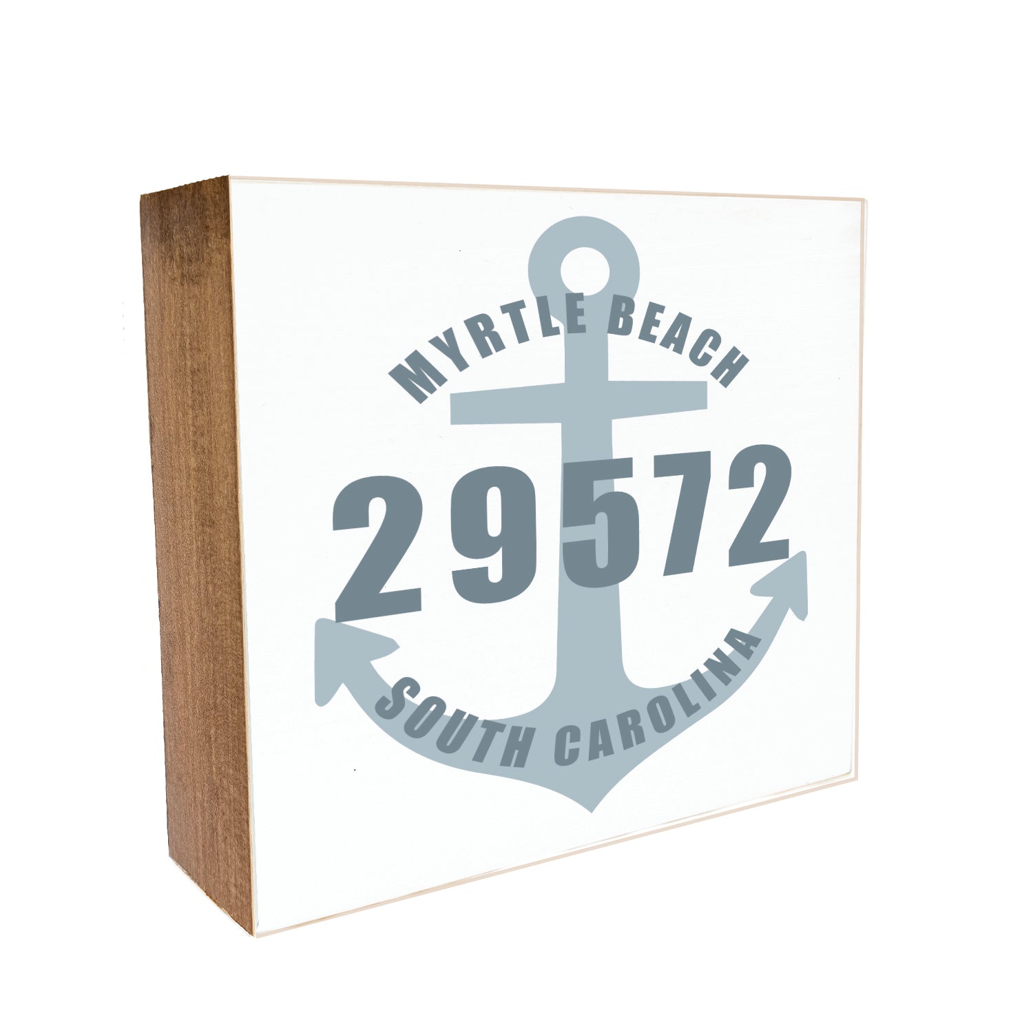 Personalized Anchor City and Zip Code Decorative Wooden Block
