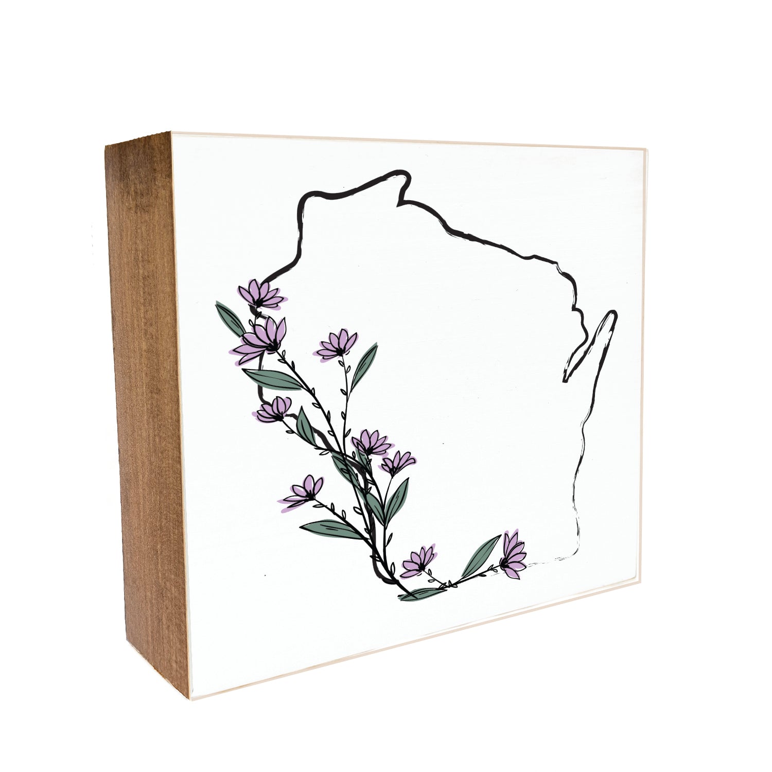 Personalized Floral State Decorative Wooden Block