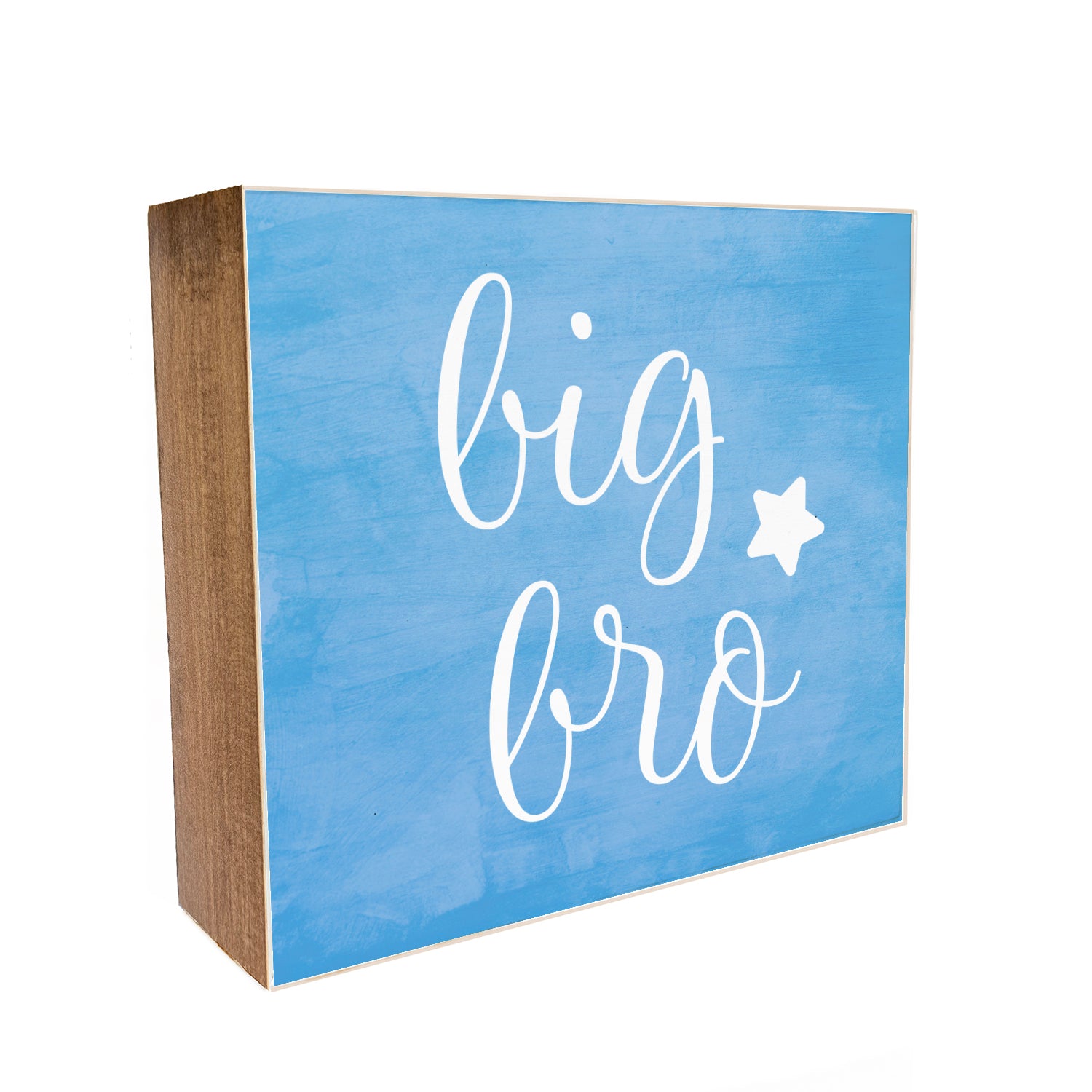 Big Bro with Blue Watercolor Decorative Wooden Block