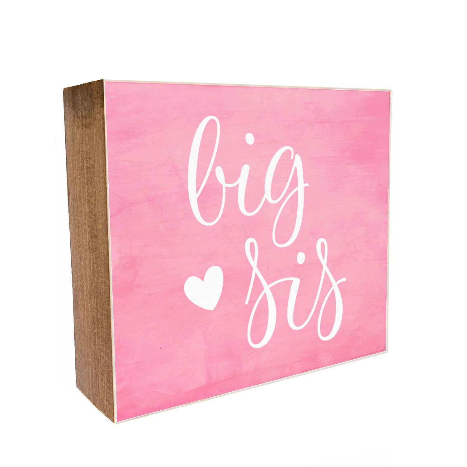 Big Sis with Pink Watercolor Decorative Wooden Block