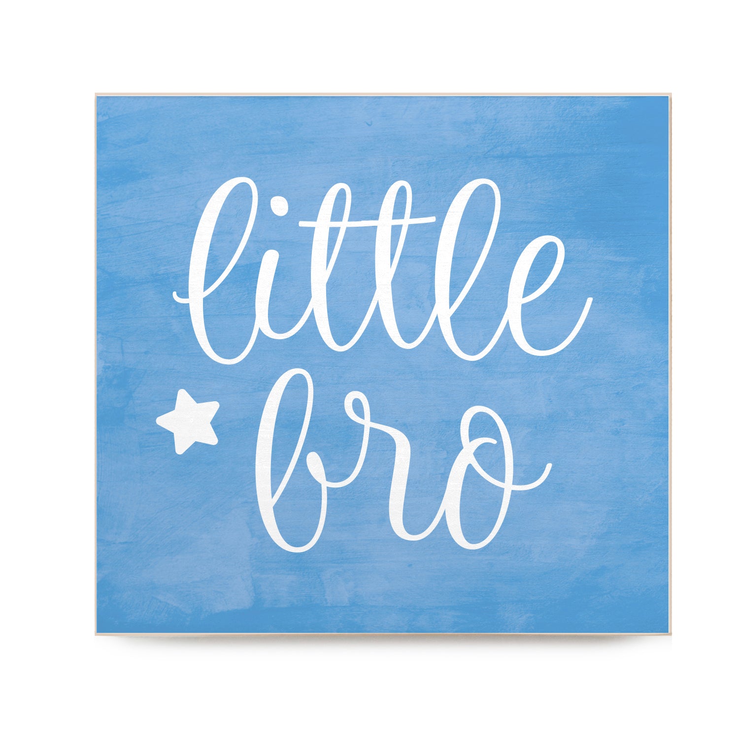Little Bro with Blue Watercolor Decorative Wooden Block