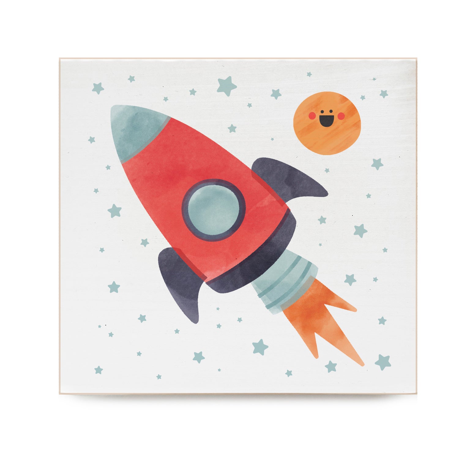 Rocket Ship Kids Decorative Wooden Block