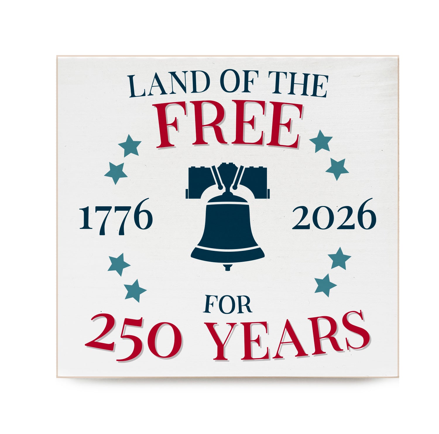 Land of the Free Decorative Wooden Block