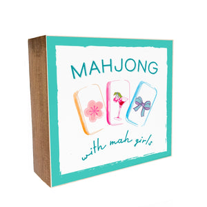 Mahjong with mah girls! Decorative Wooden Block