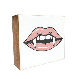 Vampire Lips Decorative Wooden Block
