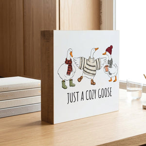 Just a Cozy Goose Porch Goose Decorative Wooden Block