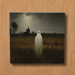 Haunted Ghost Halloween Decorative Wooden Block