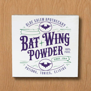 Bat Wing Powder Halloween Decorative Wooden Block