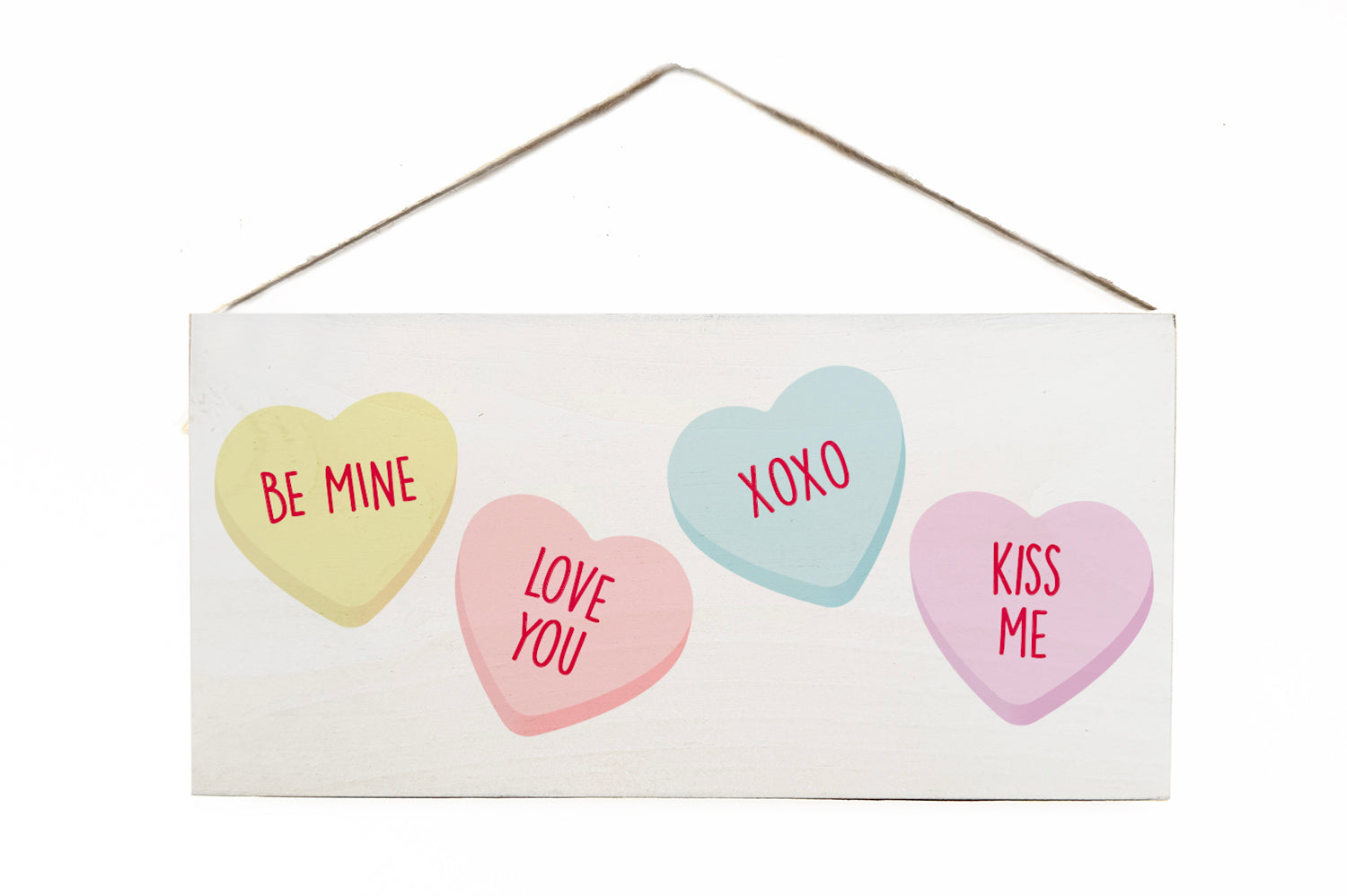 Candy Hearts Wooden Door Hang