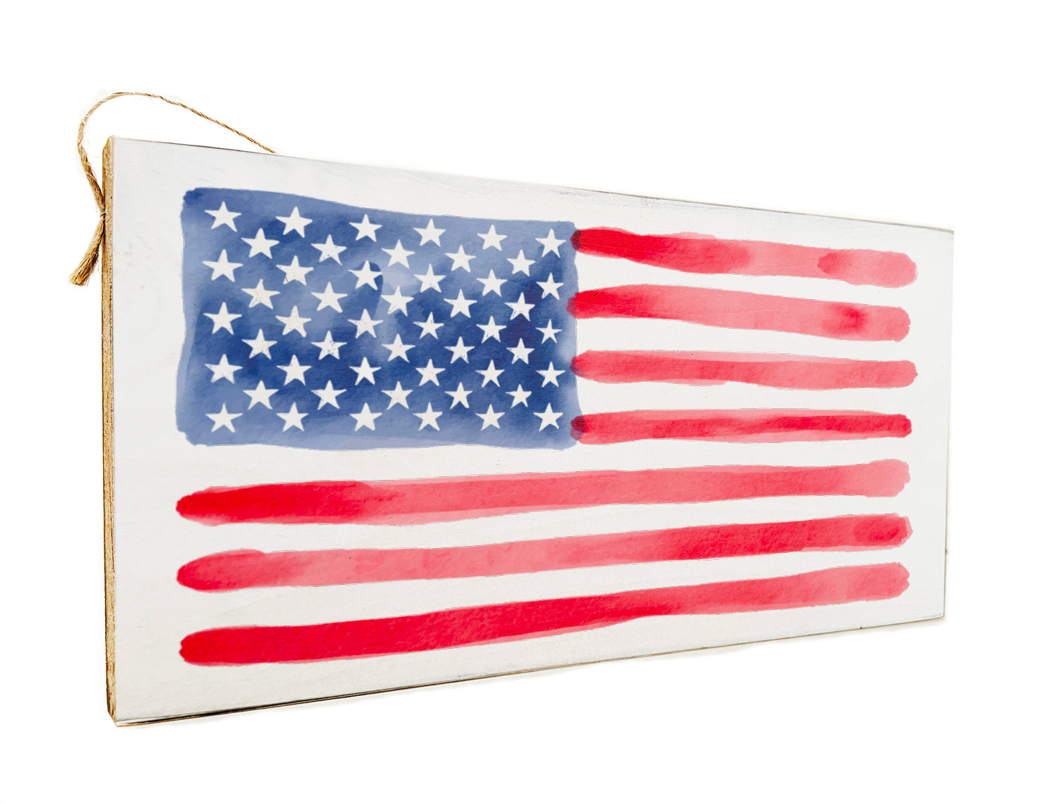 Watercolor American Flag Wooden Door Hang