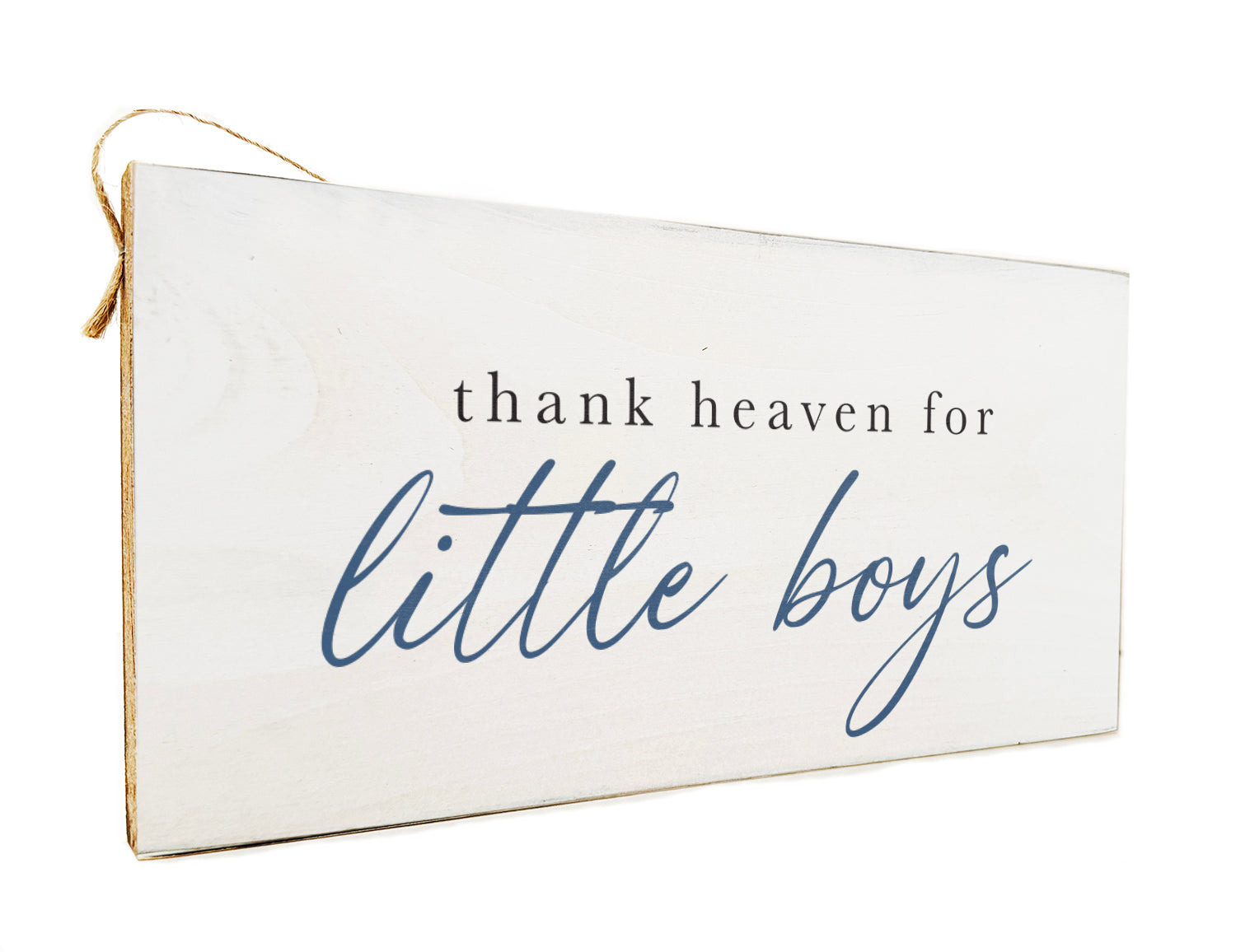 Thank Heaven for Little Boys (blue) Wooden Door Hang
