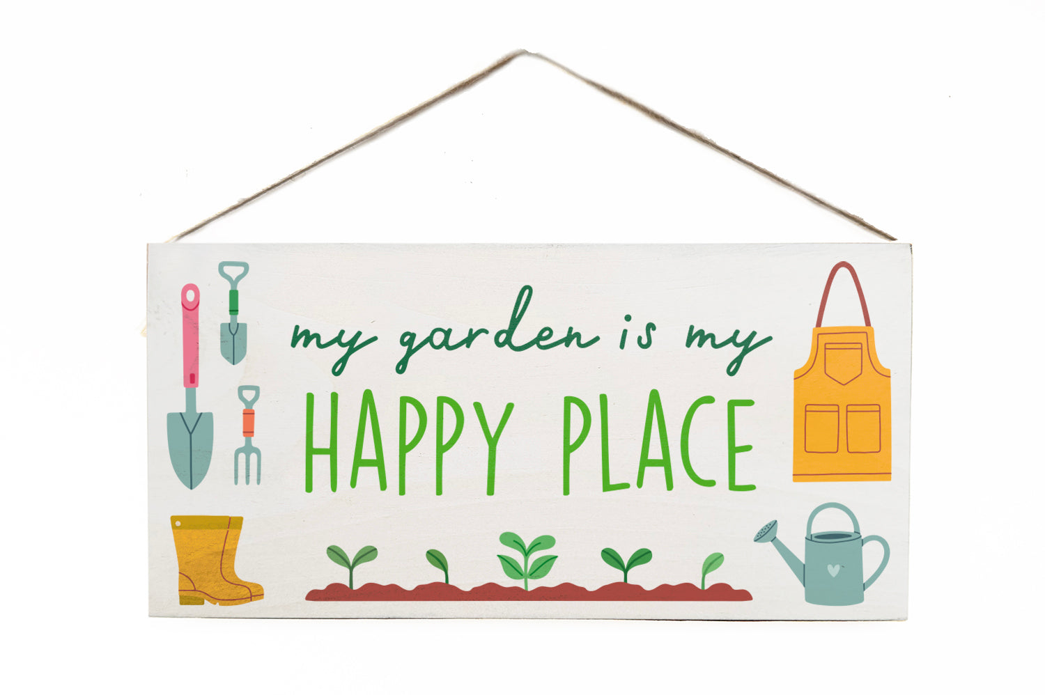 My garden is my happy place Twine Door Hang