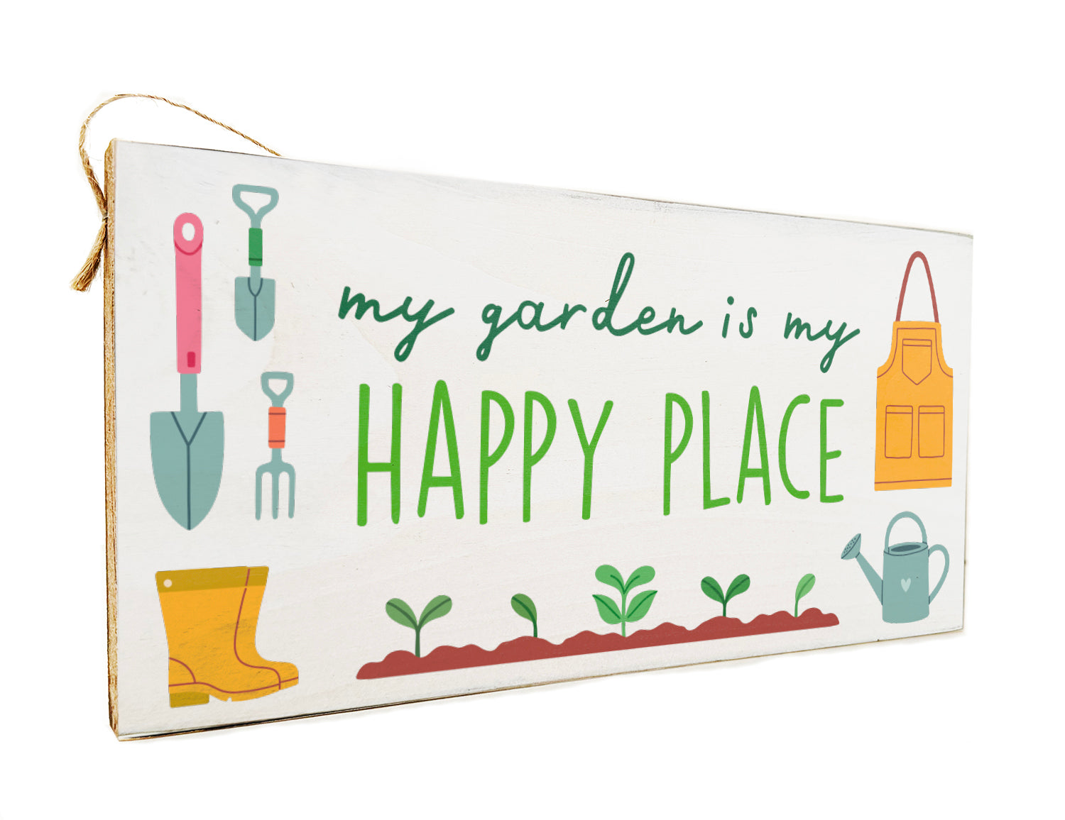My garden is my happy place Twine Door Hang