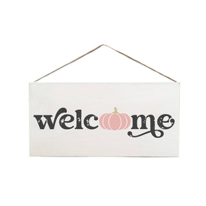 Welcome Pumpkin Wooden Door Hang