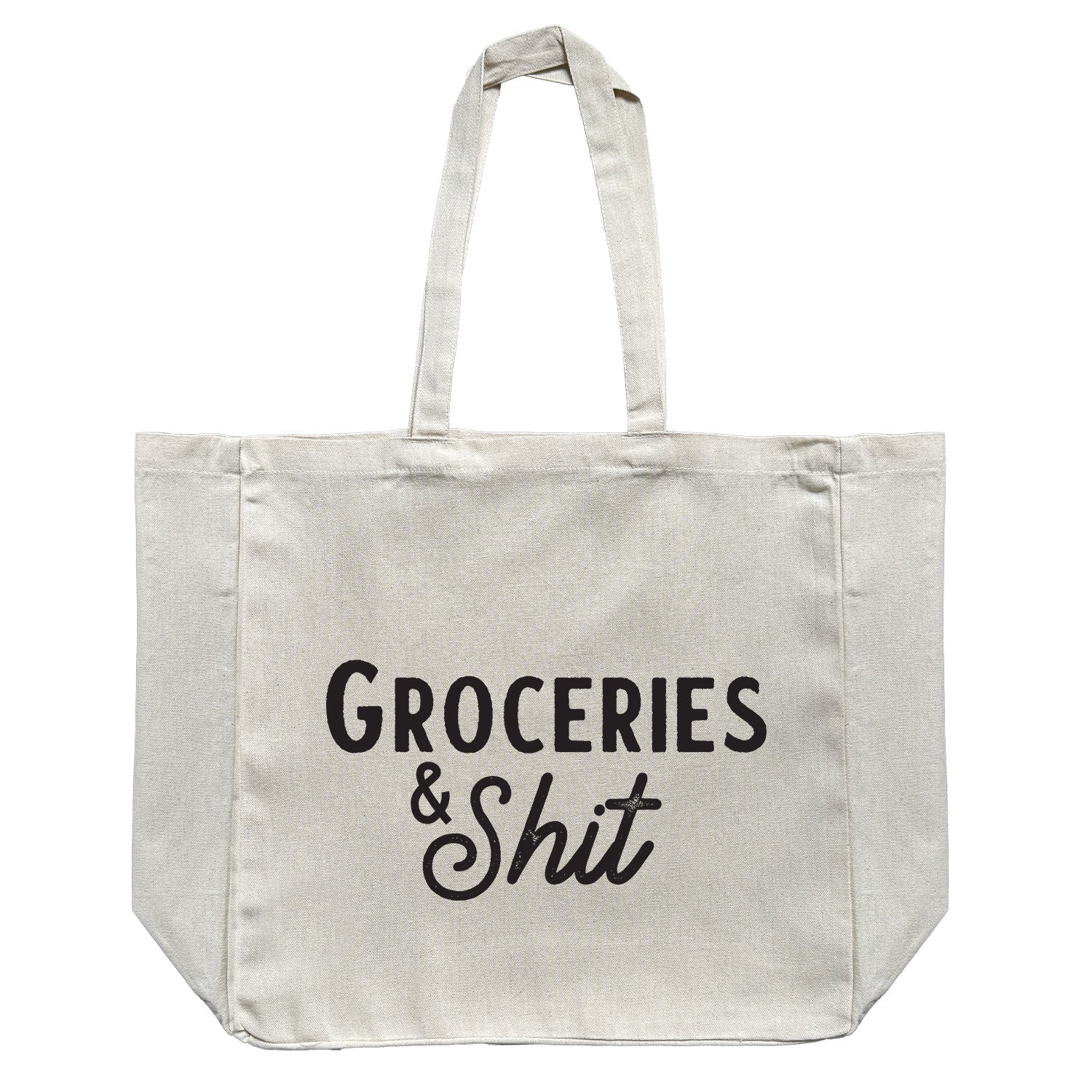 Groceries & Shit // Large Natural Tote Bag