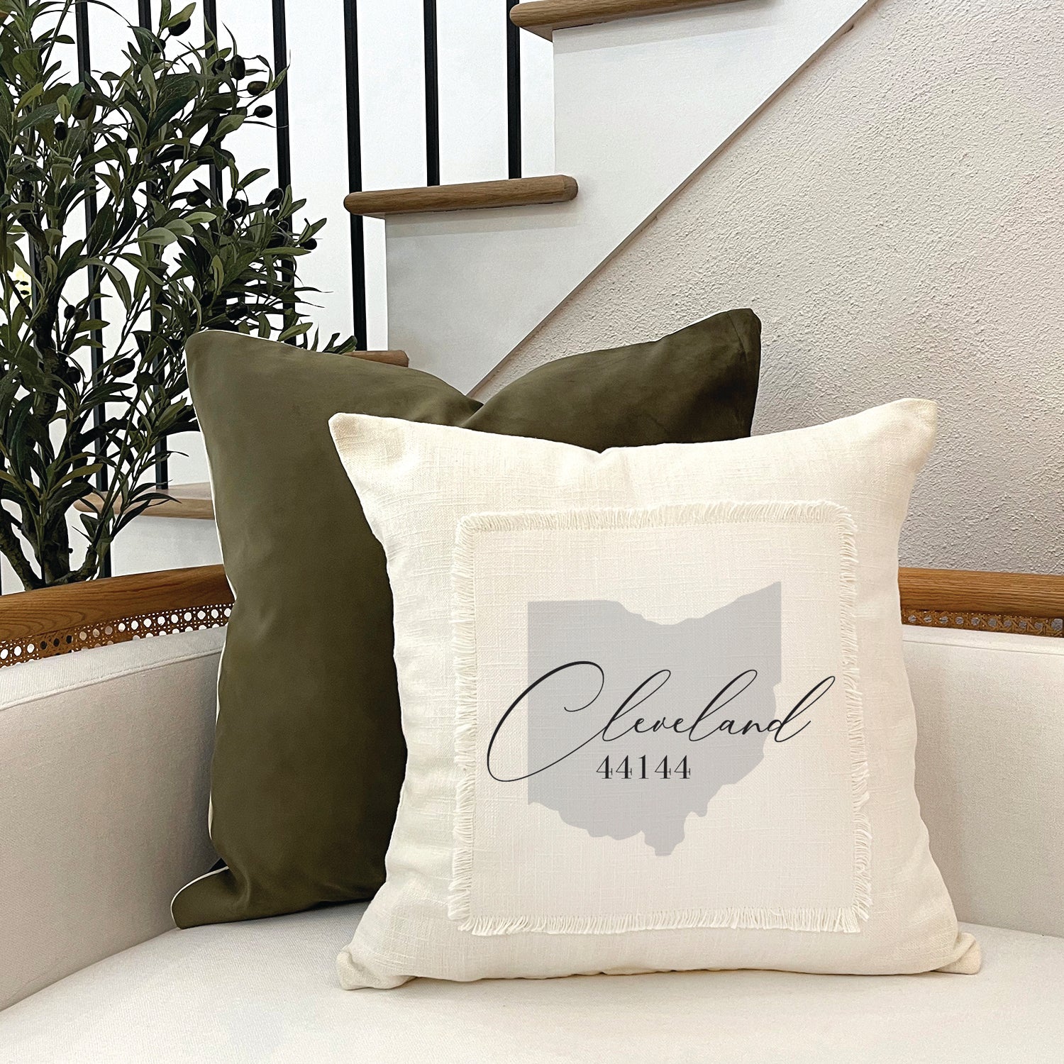 Personalized Center State Outline with City and Zipcode Pillow Cover