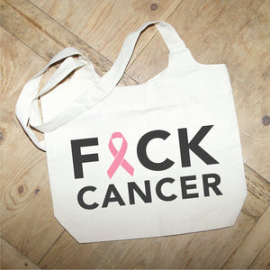 Fuck Cancer Ribbon Tote Bag - Pink