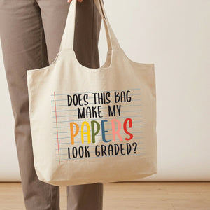 Does this Bag make my papers look graded? MS Natural Tote Bag