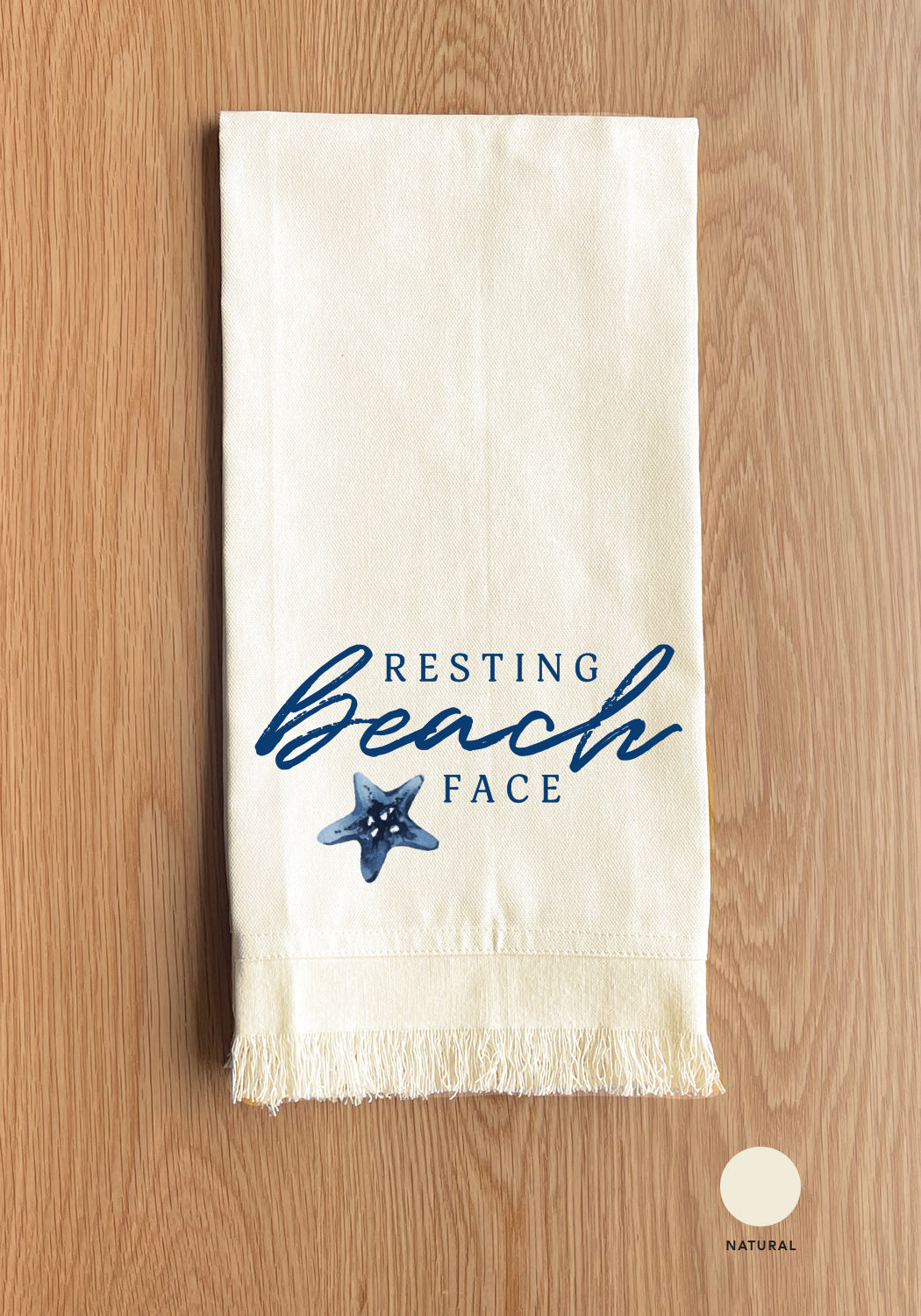 Resting beach face Kitchen Towel