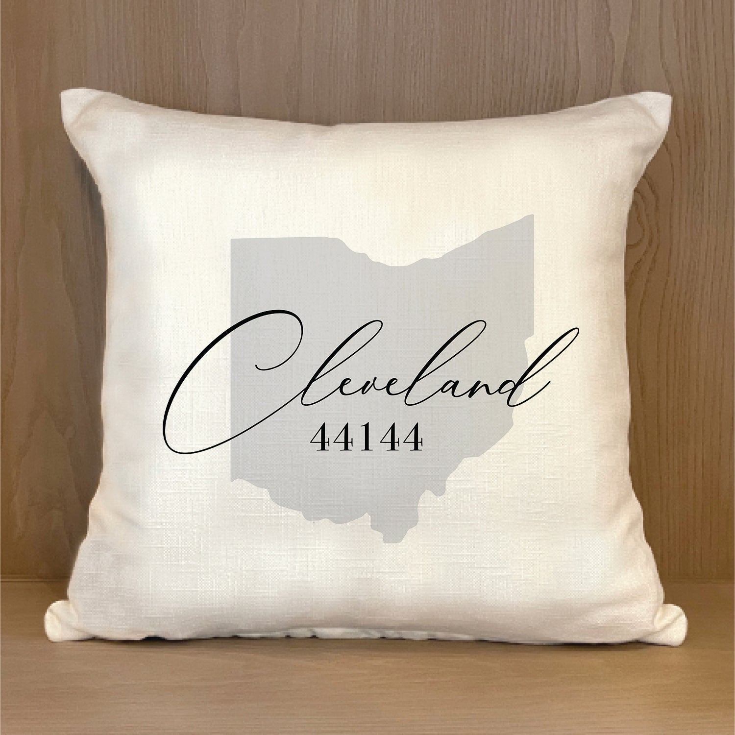 Custom State Outline with City Zipcode 18x18 Natural Pillow Shell