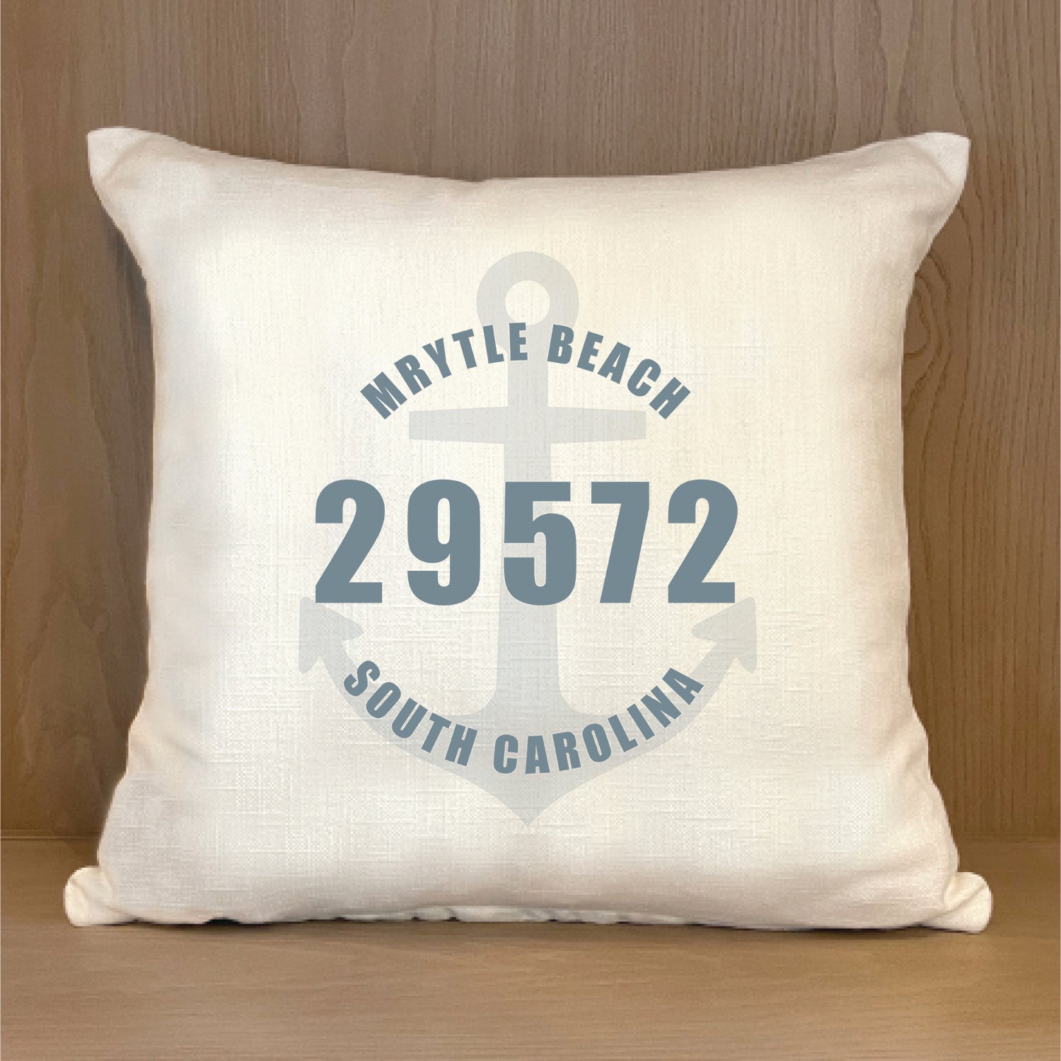 Custom Anchor with City Zipcode 18x18 Natural Pillow Shell