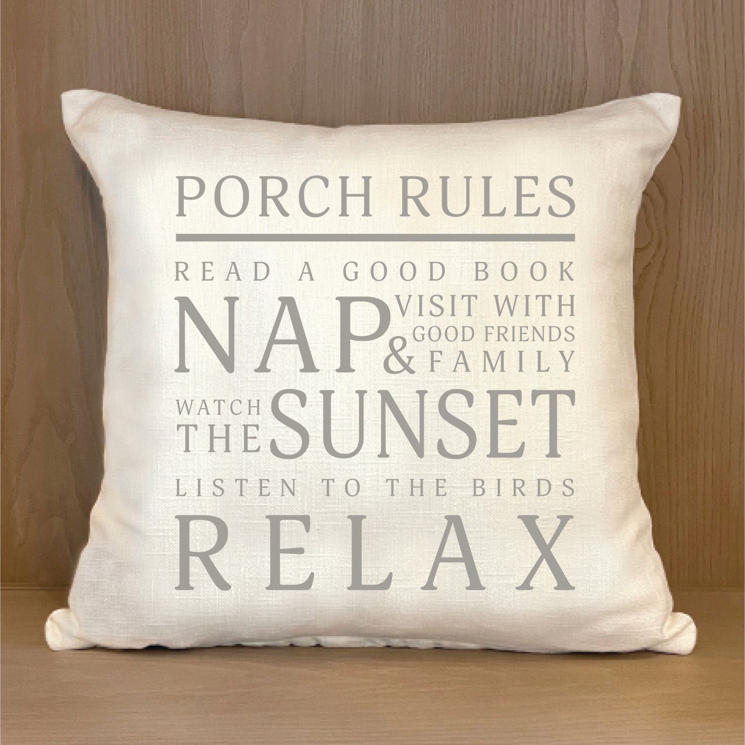 Porch Rules 18x18 Natural Pillow Shell