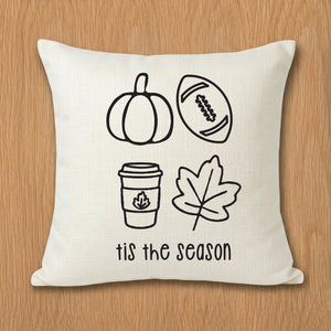 Tis the Season Fall Icons Pillow Cover