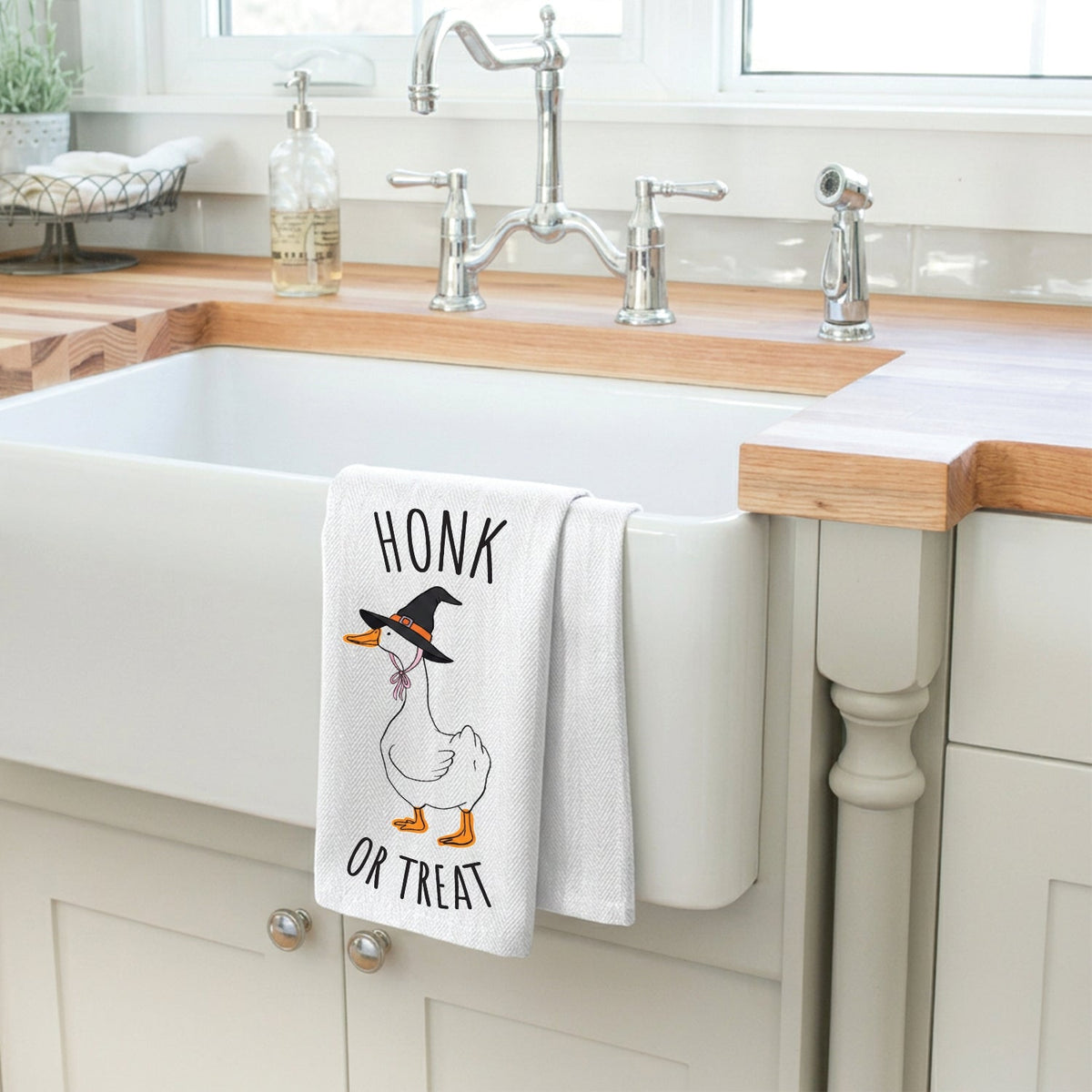 Honk or Treat Porch Goose Kitchen Towel