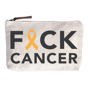 Fuck Cancer Ribbon Zip Pouch - Gold