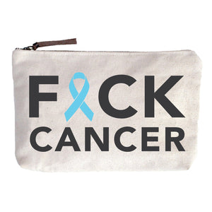 Fuck Cancer Ribbon Zip Pouch - Light Blue
