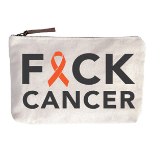 Fuck Cancer Ribbon Zip Pouch - Orange