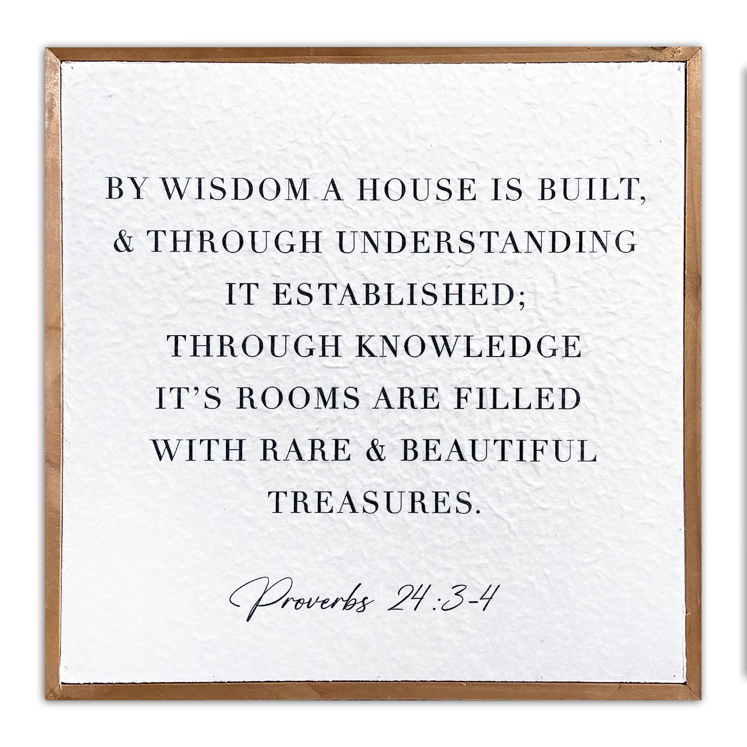 Proverbs 24: 3-4 14x14 Pulp Paper Wall Decor