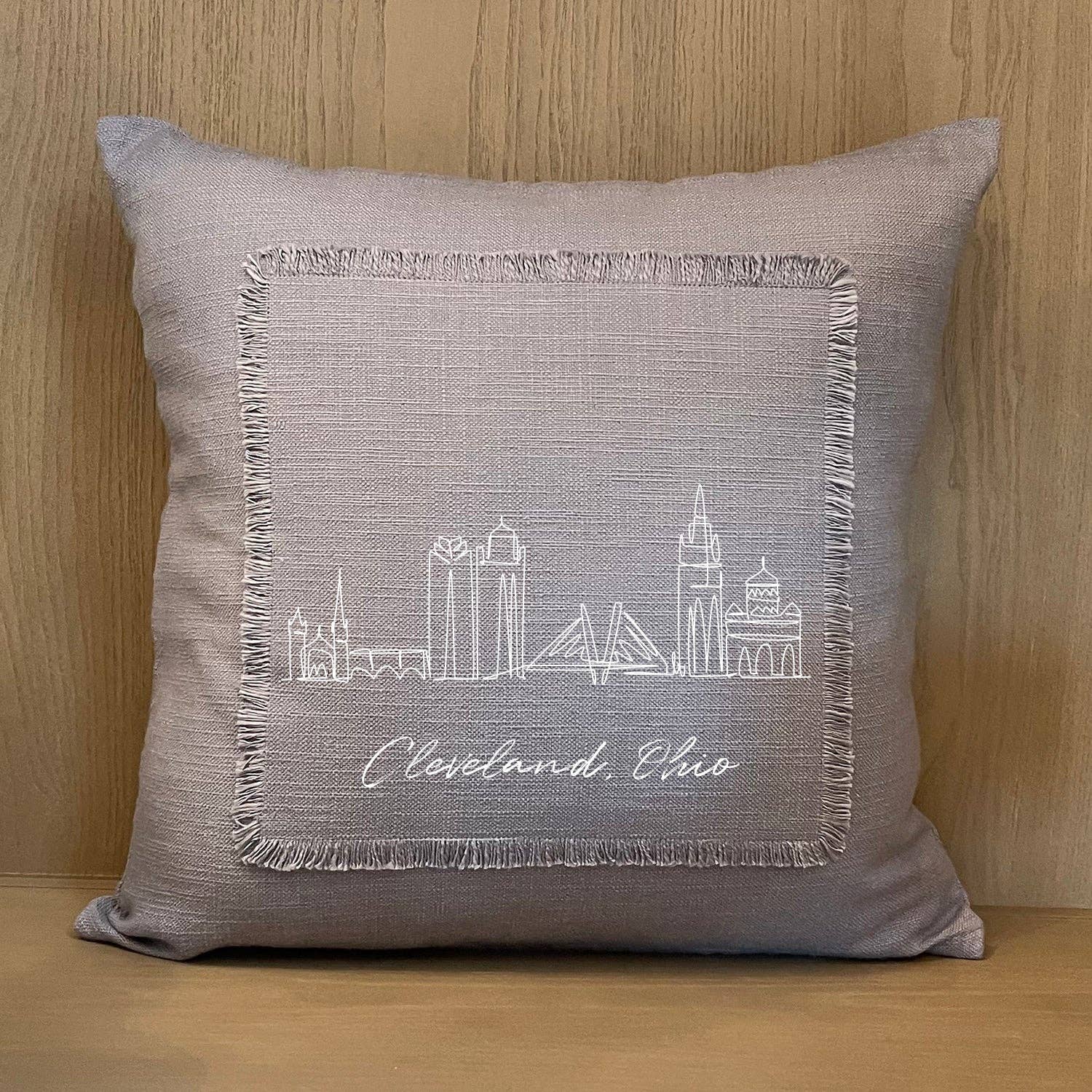 Custom Cityscape / Natural or Grey Pillow Cover