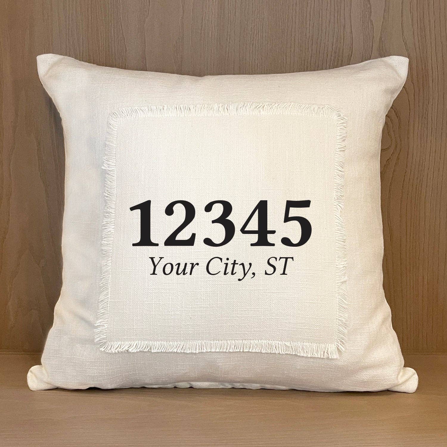 Postal Code [CUSTOM] / Natural or Grey Pillow Cover