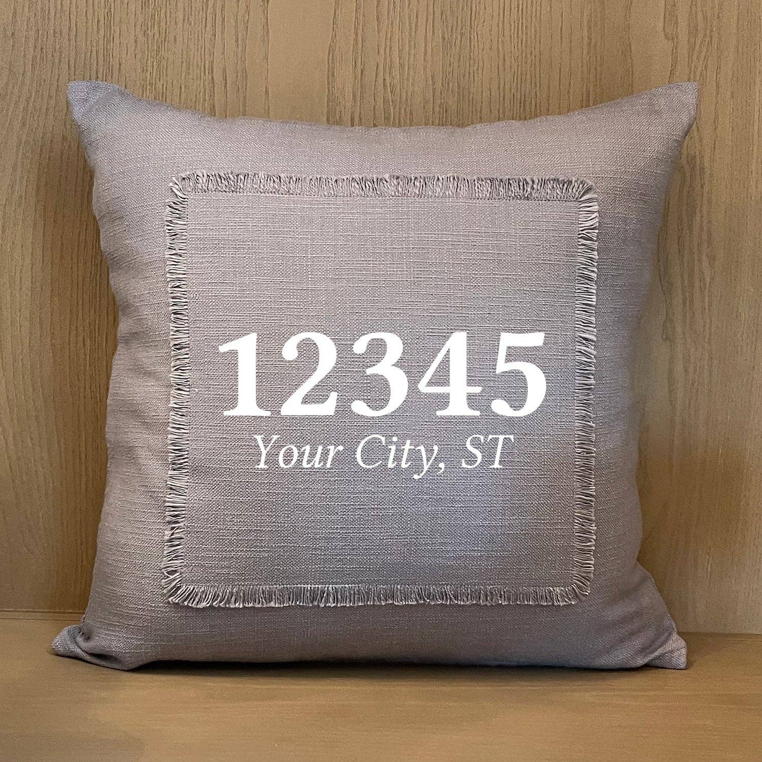 Postal Code [CUSTOM] / Natural or Grey Pillow Cover