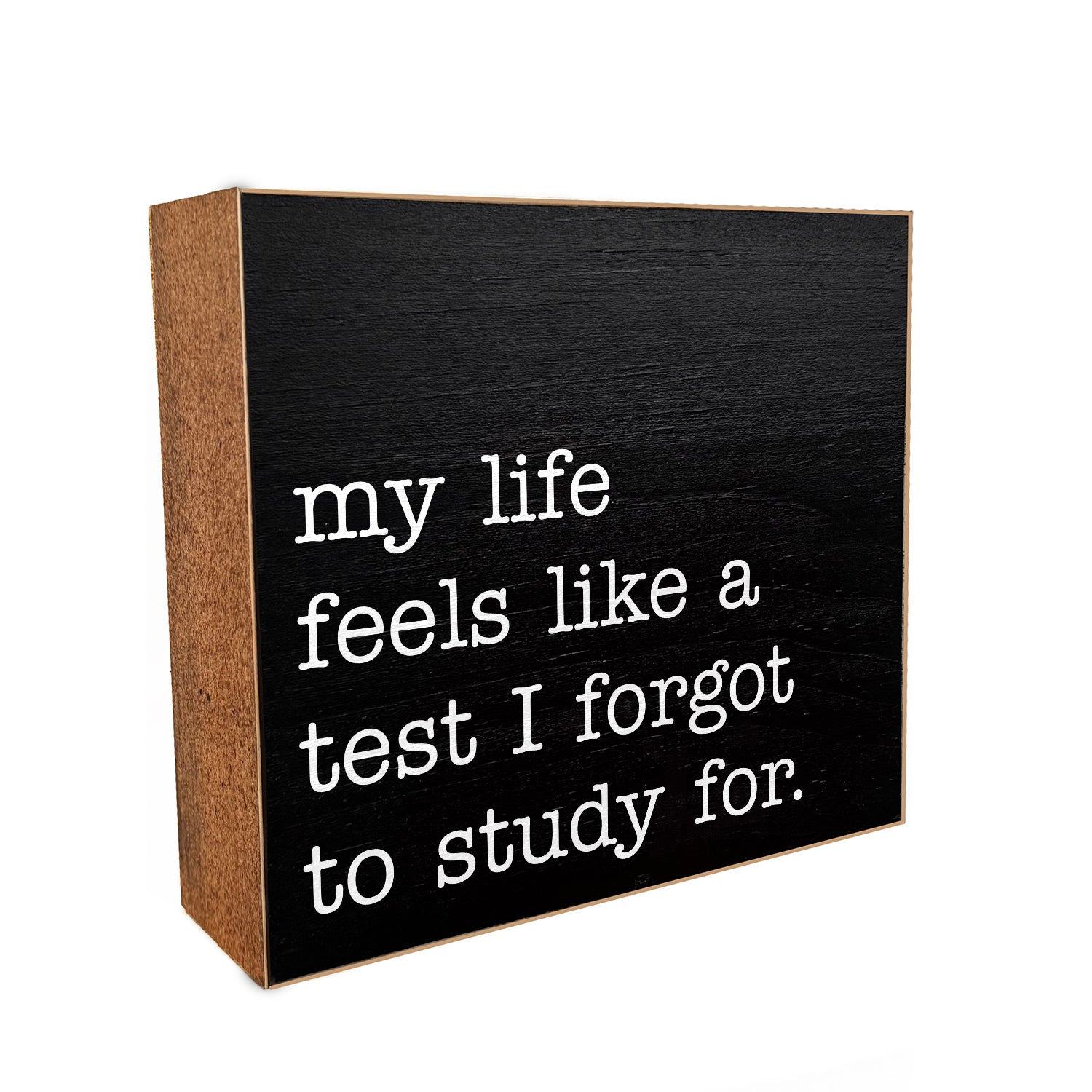 My life feels like a test I forgot to study for Decorative Wooden Block