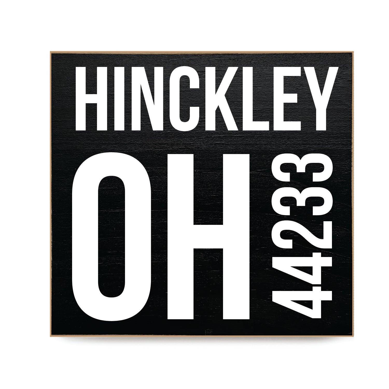 Personalized Location and Zipcode Black Decorative Wooden Block