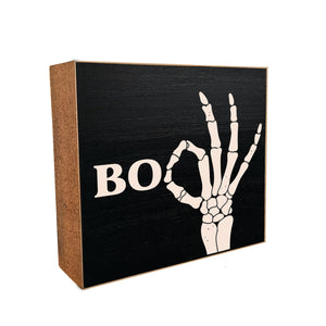 Boo Skeleton Decorative Wooden Block