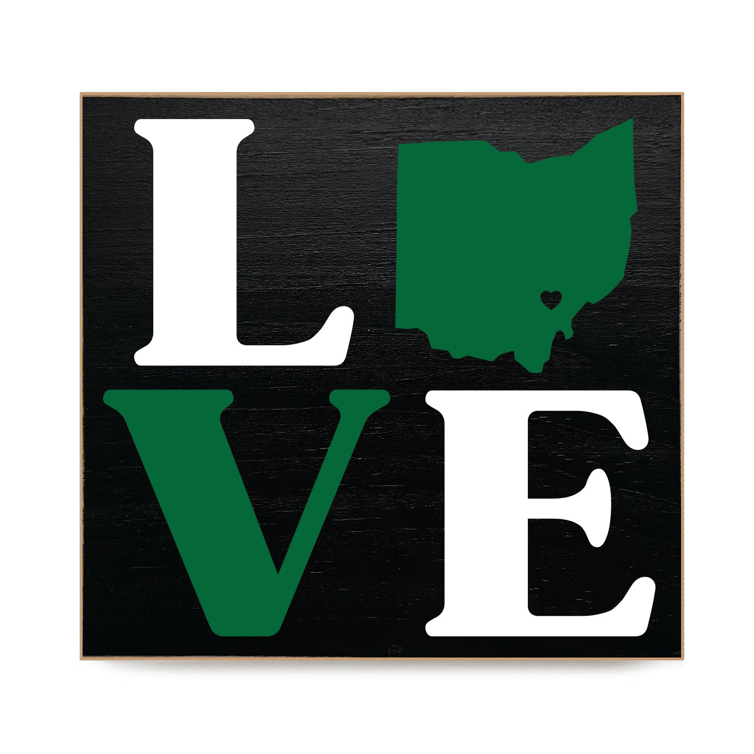 Love with Custom State and Colors on Black Decorative Wooden Block