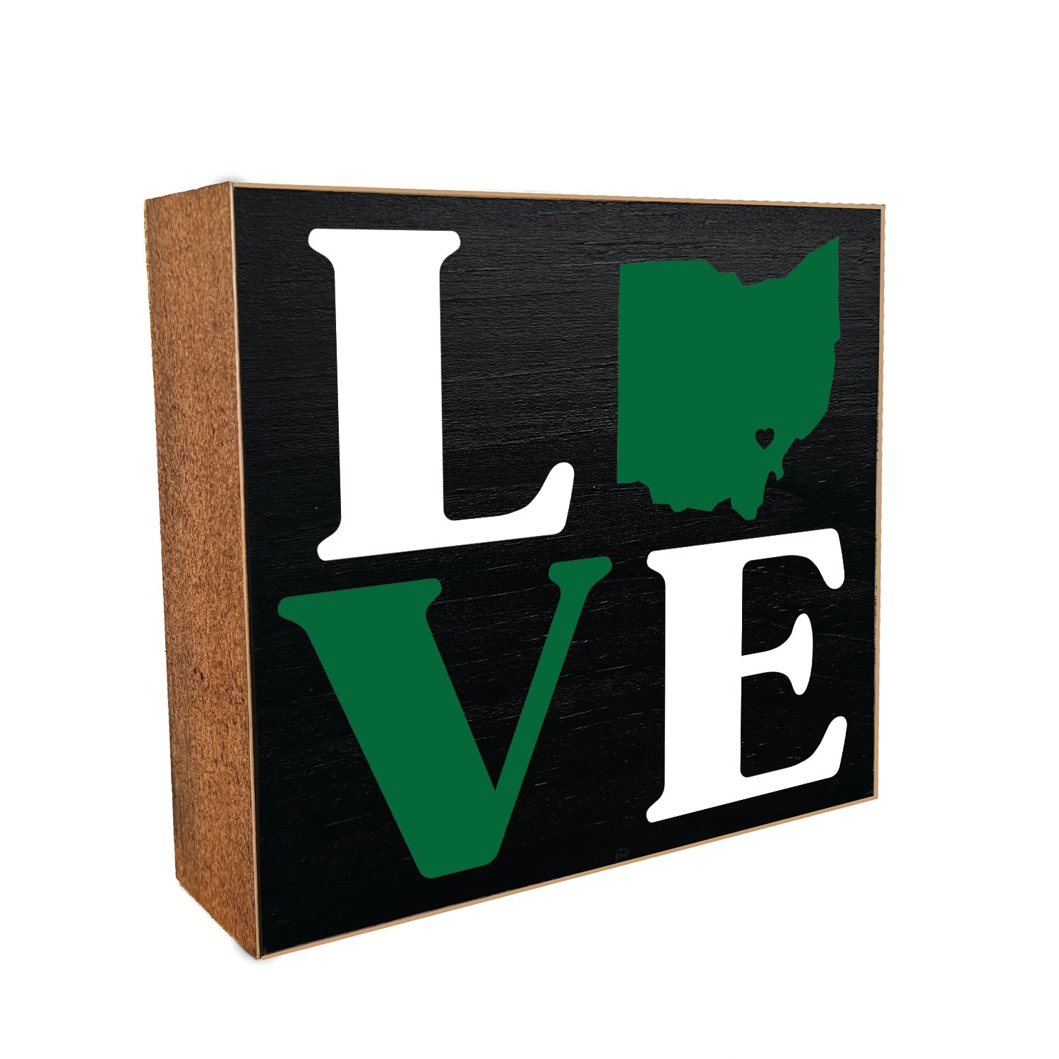 Love with Custom State and Colors on Black Decorative Wooden Block