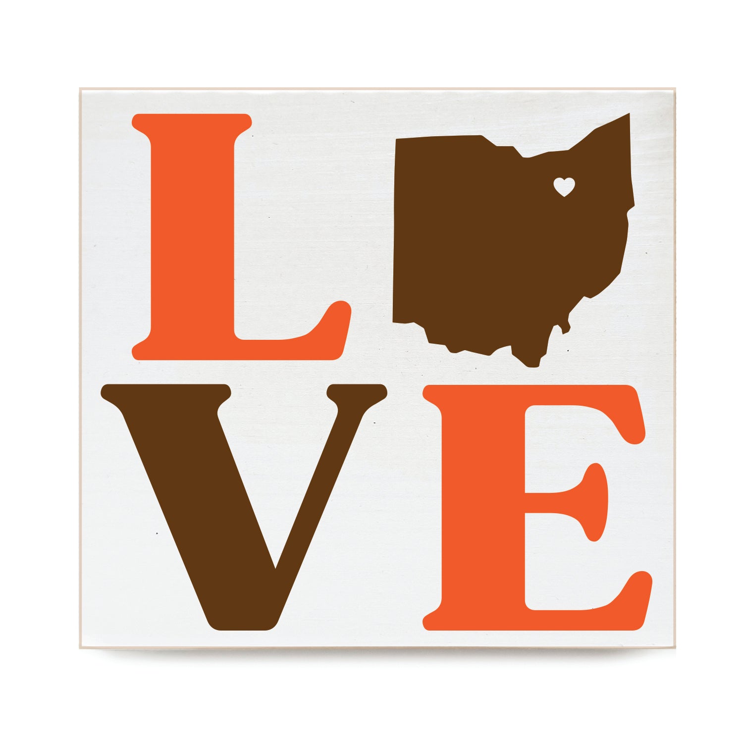 Love with Custom State and Colors on White Decorative Wooden Block