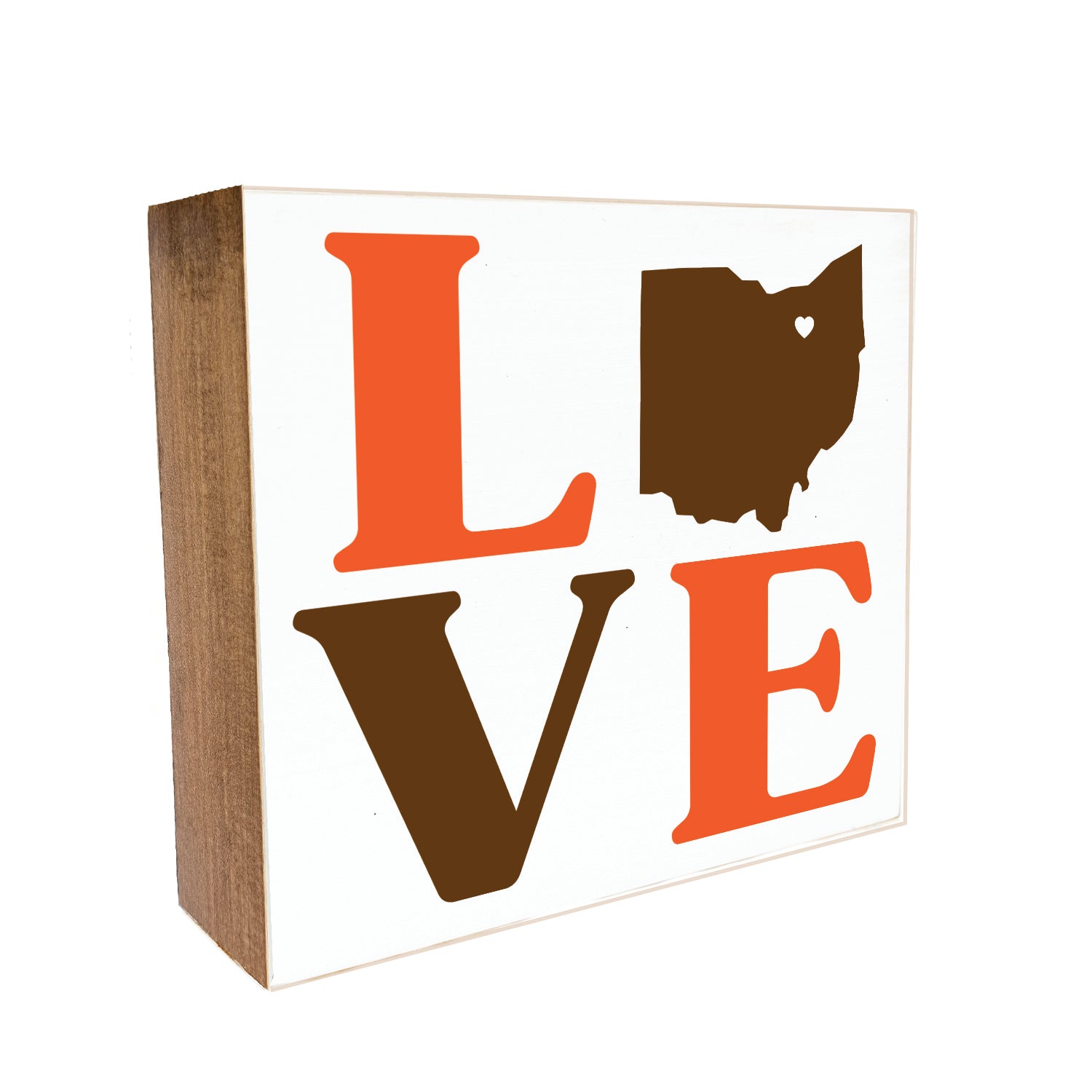 Love with Custom State and Colors on White Decorative Wooden Block