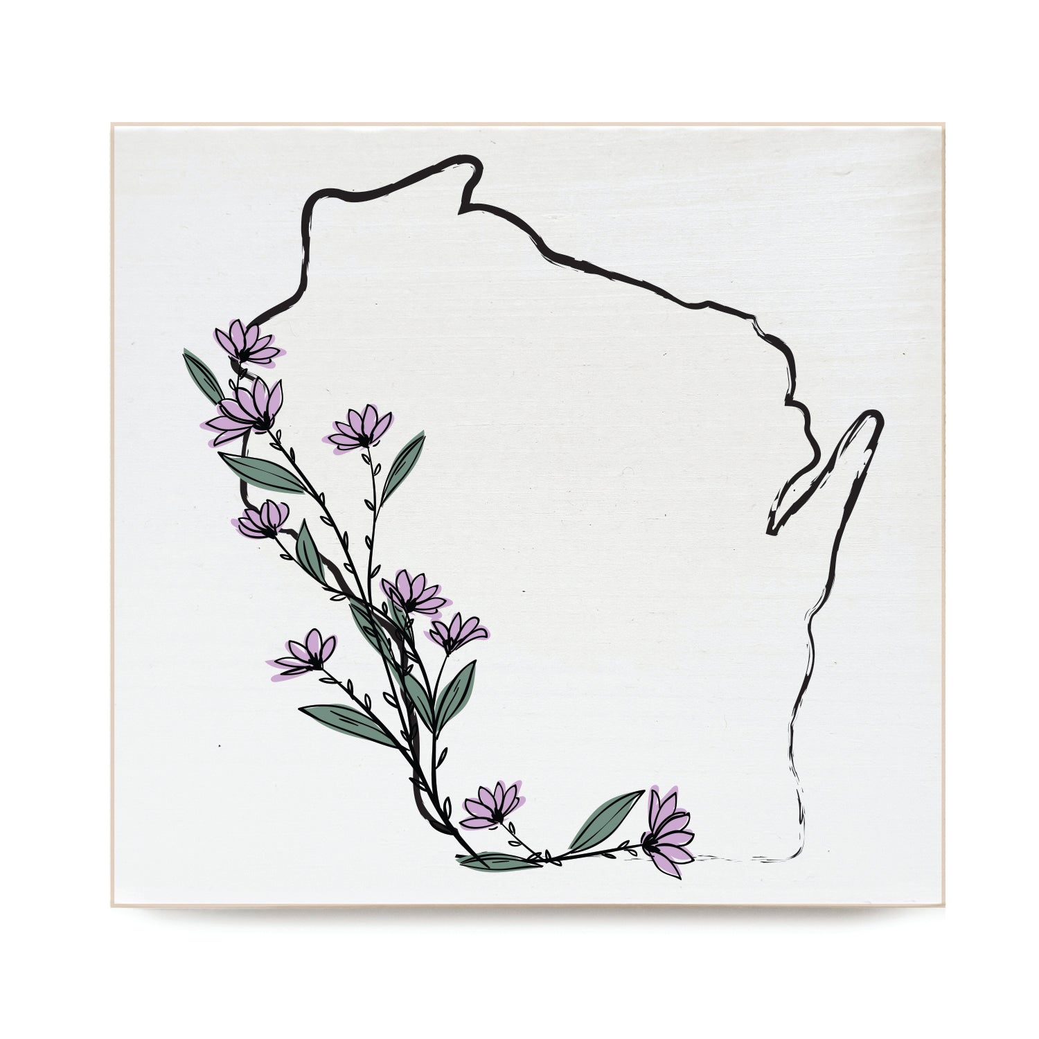 Floral State Custom Decorative Wooden Block