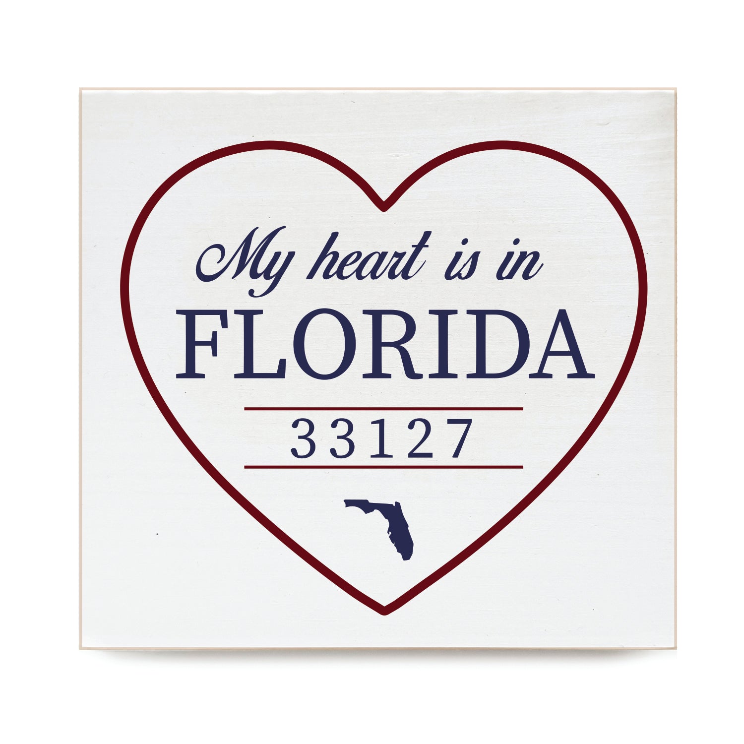 My Heart is in State Custom Decorative Wooden Block