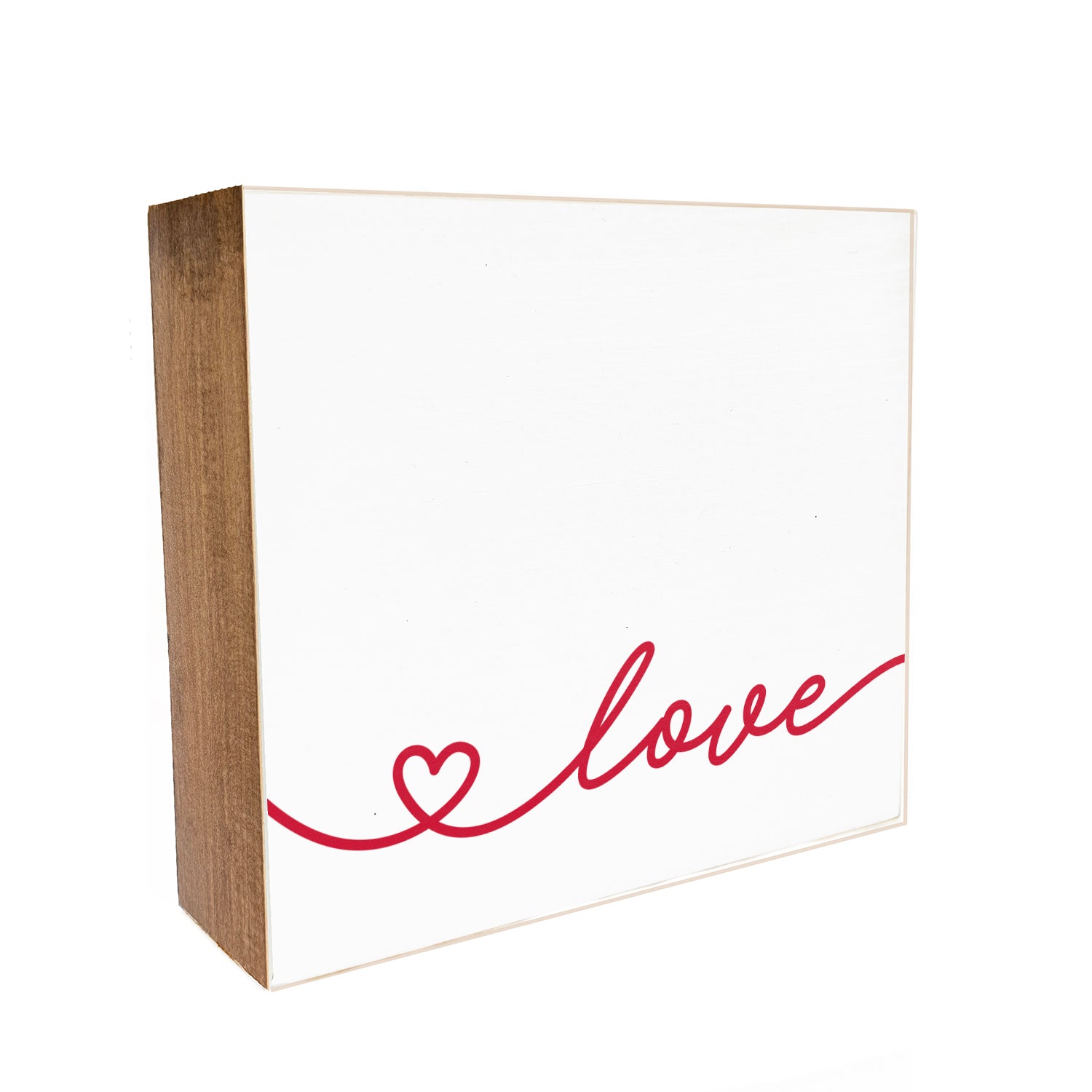 Love Script Decorative Wooden Block