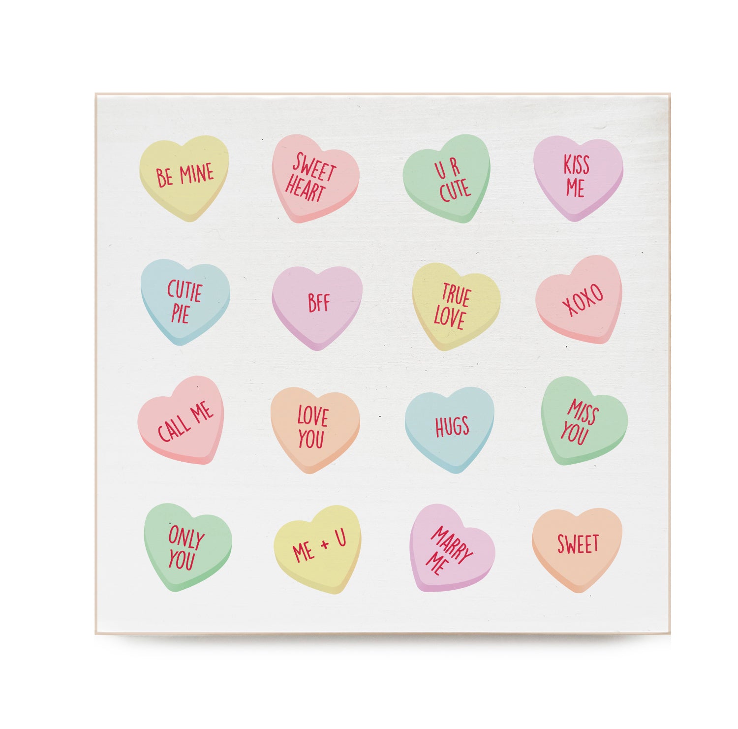 Candy Heart Decorative Wooden Block