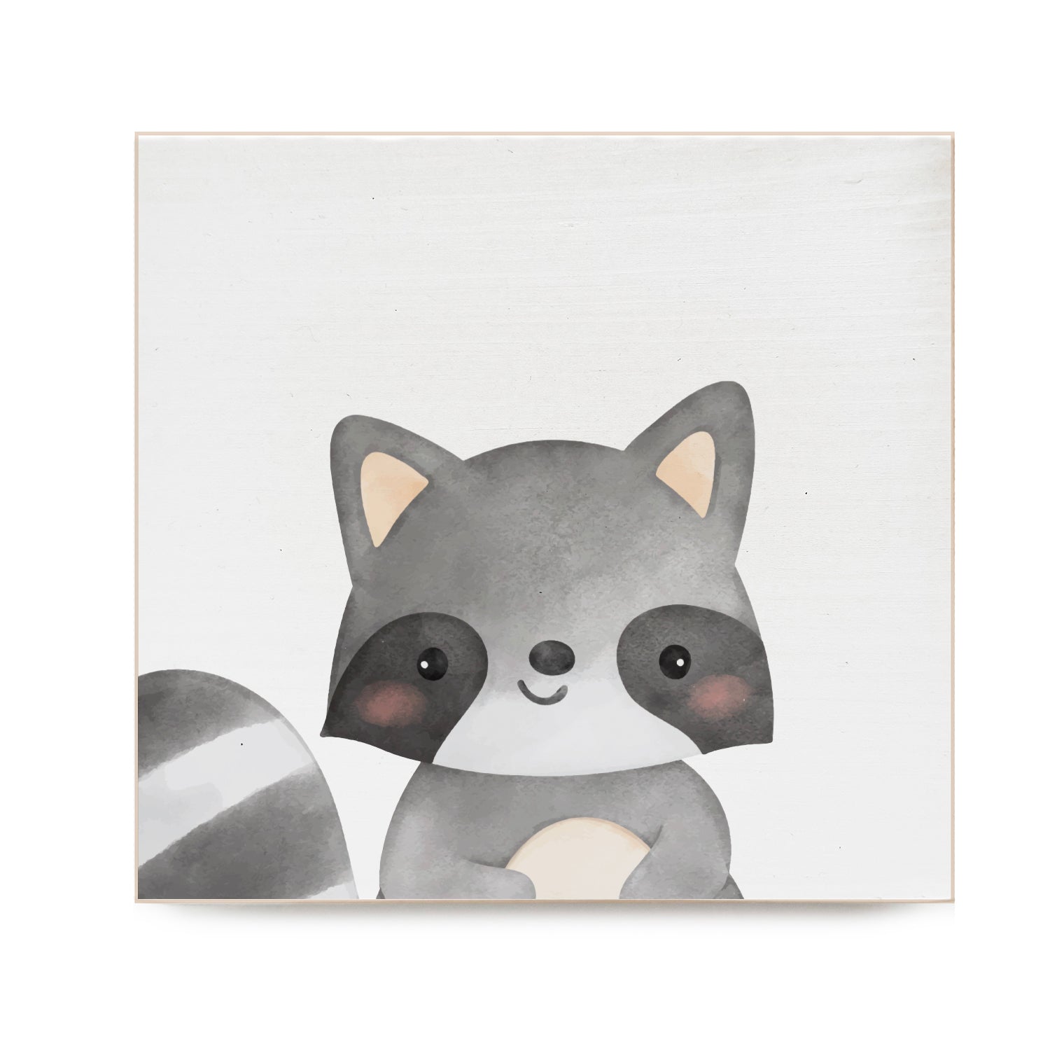 Racoon Kids Decorative Wooden Block